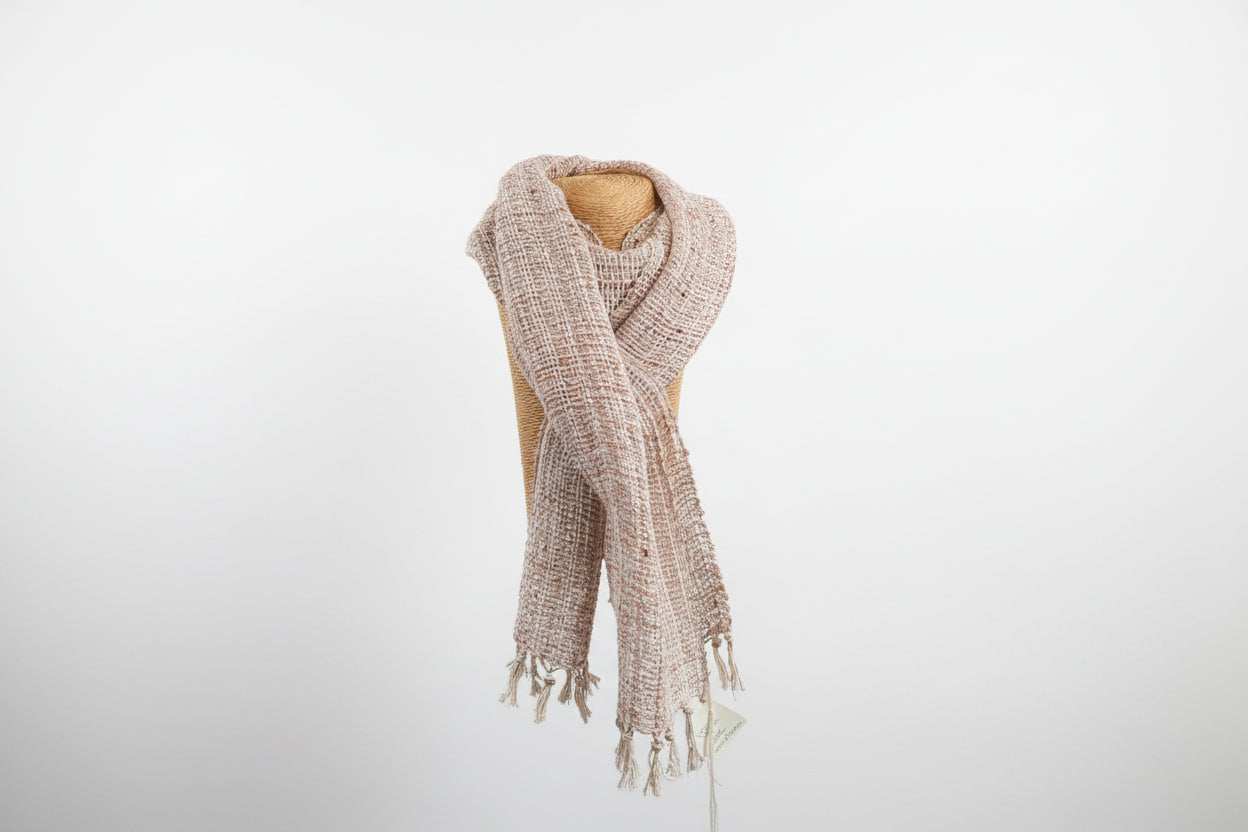 Hand-Made Linen and Silk Scarf Pink