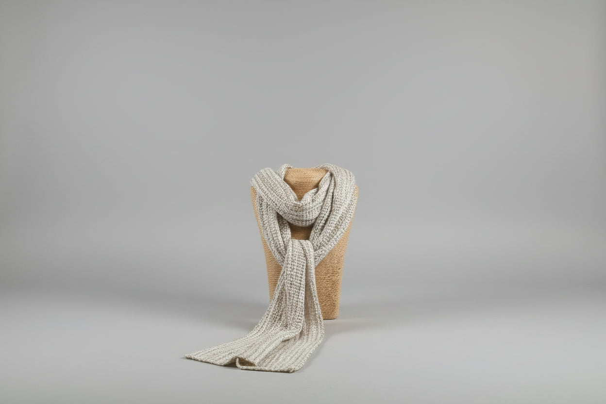 Hand-Made Linen and Silk Scarf White