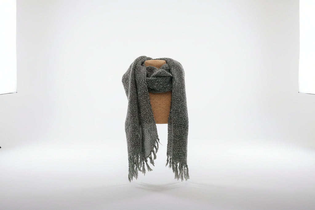 Hand-Made Linen and Cotton Scarf Green