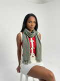 Hand-Made Linen and Silk Scarf Blue