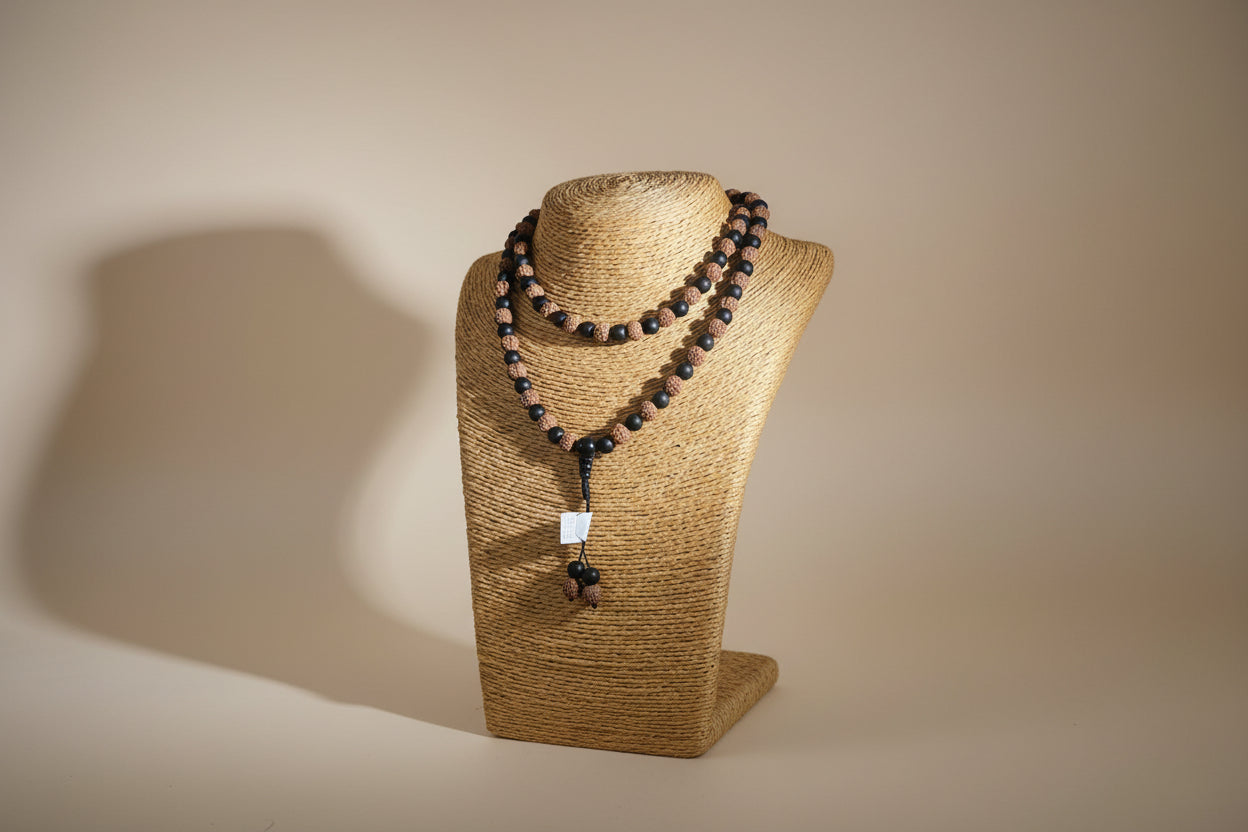 Necklace Mala with Rudraksha seeds