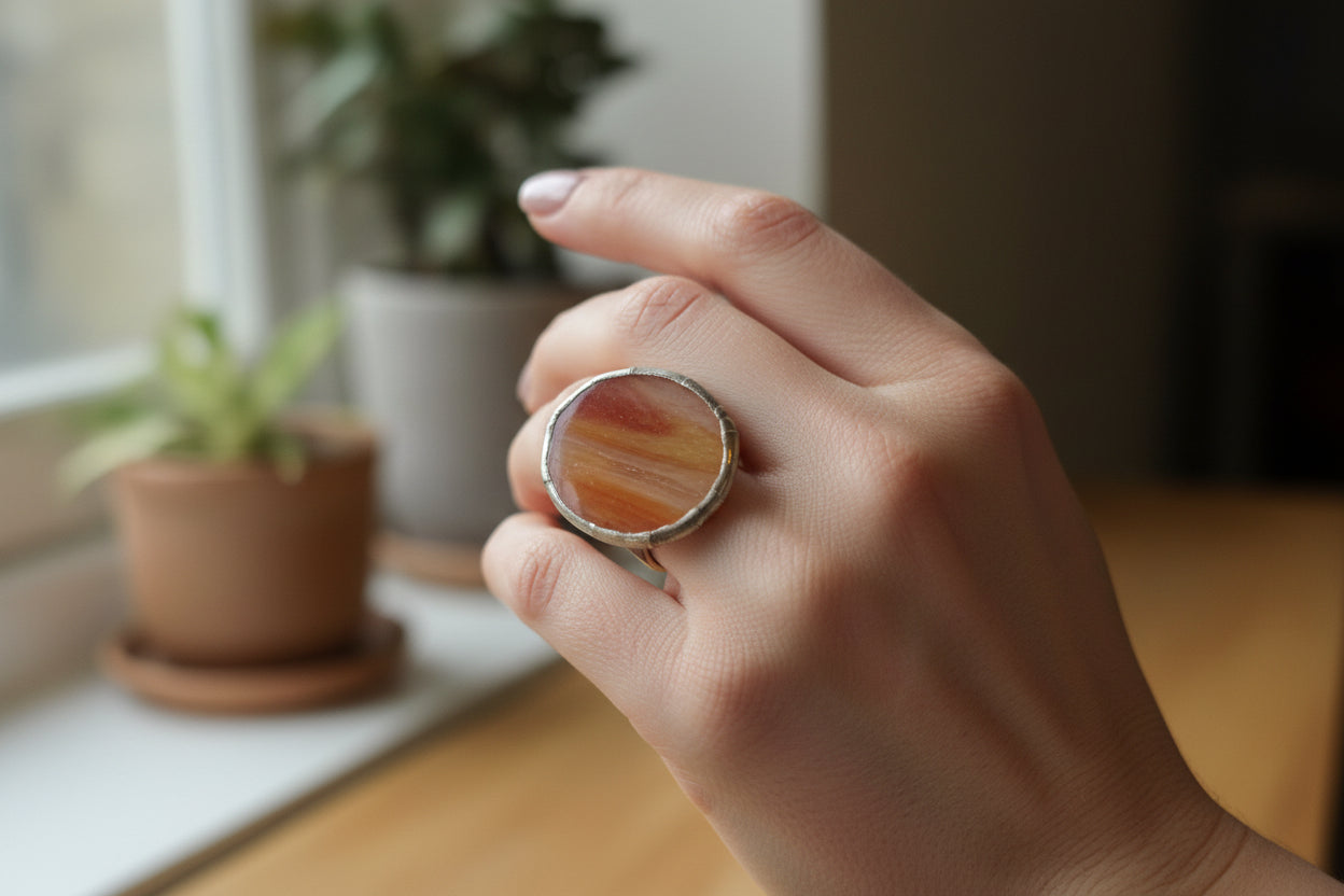 Murano's Recycled Glass Orange Ring